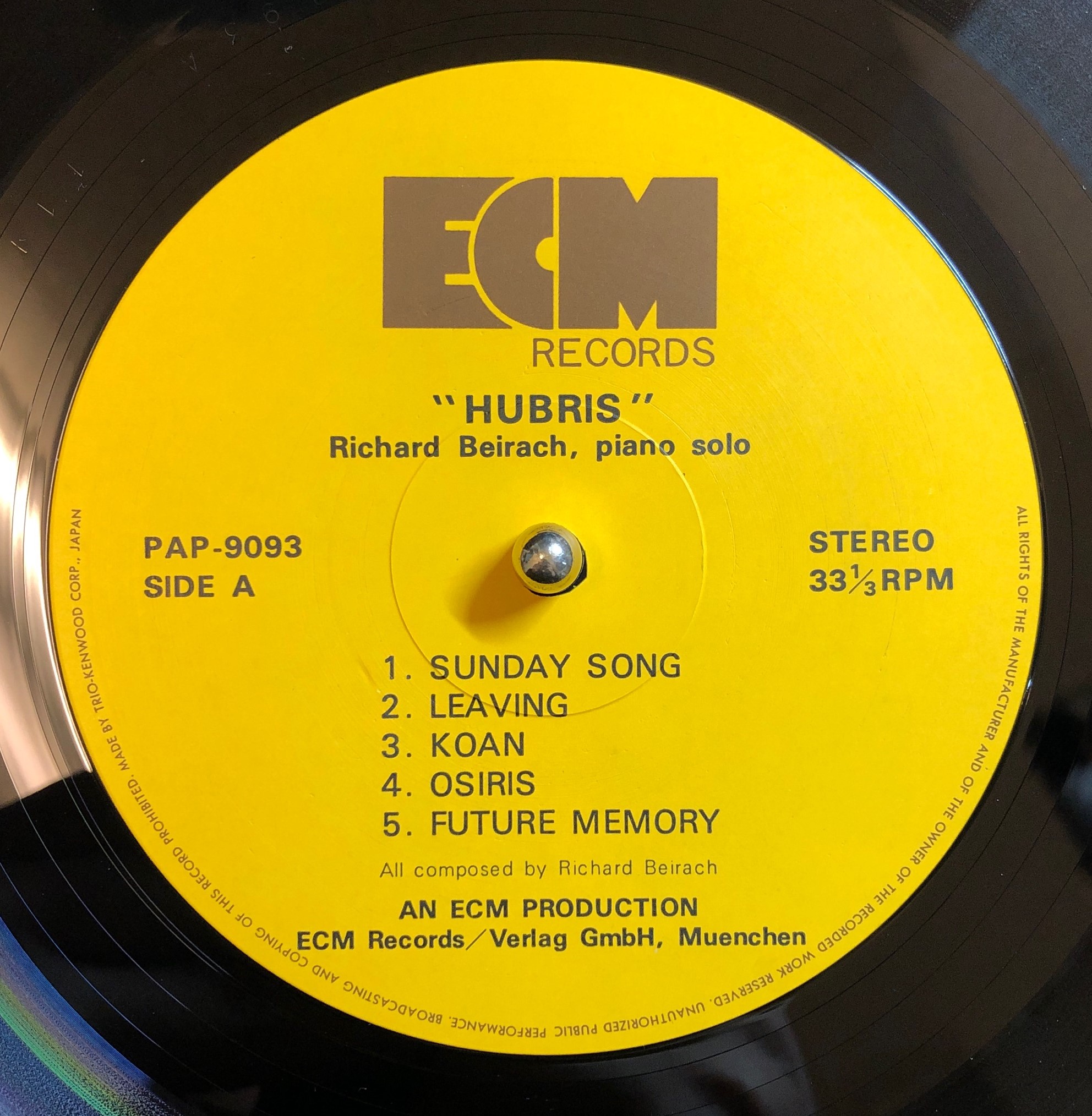 Richard Beirach ‎– Hubris | 中古レコード通販・買取のアカル・レコーズ