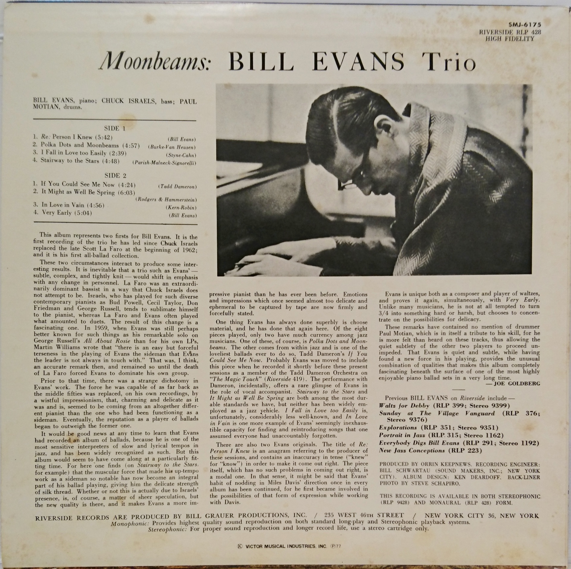 The Bill Evans Trio / Moon Beams （ビルエヴァンス / ムーンビームス 